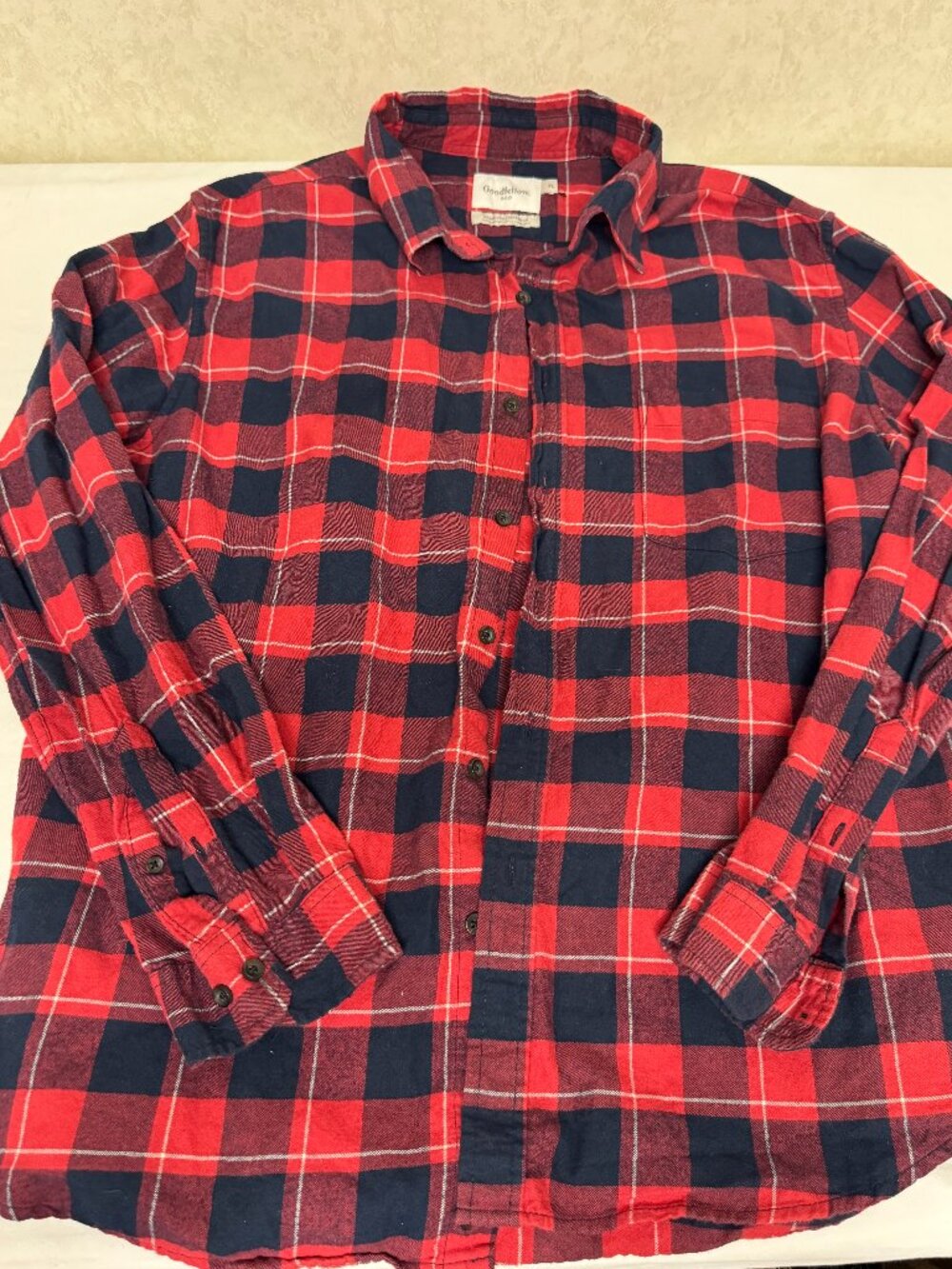 Goodfellow & Co Mens XL Red Buffalo Plaid Flannel Shirt Long Sleeve Button Front